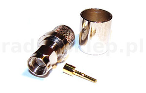 Wtyk RSMA na kabel H1000, RF10, RG213 zaciskany