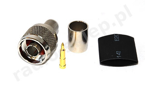 Wtyk N na kabel RG213, RF10, H1000 zaciskany PTFE