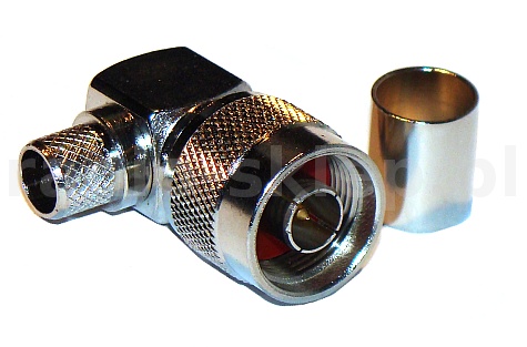 Wtyk N na kabel RG213, RF10, H1000 zaciskany kątowy